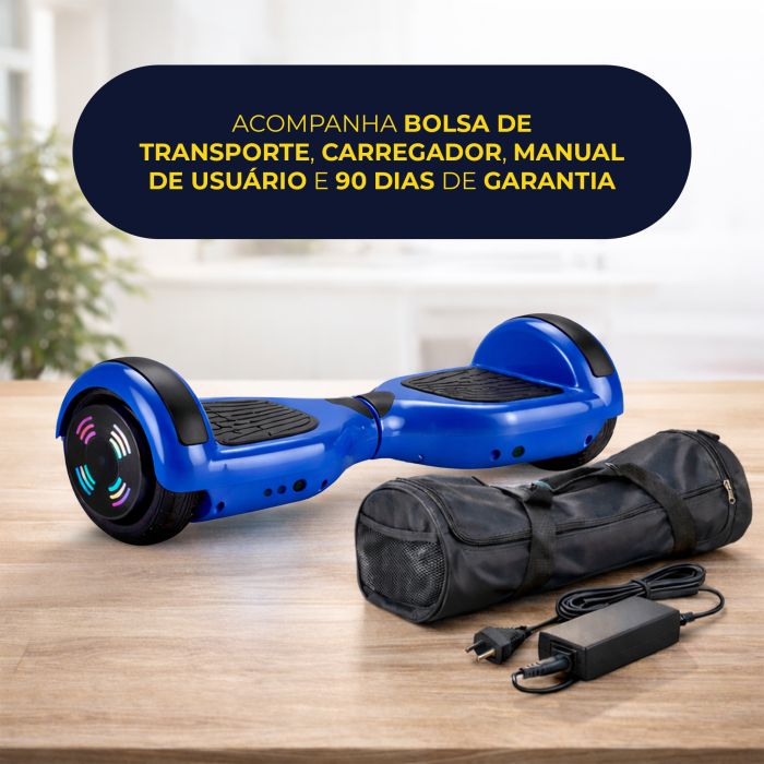 Hoverboard Skate Elétrico 6.5 Led Bluetooth Azul Brinovar