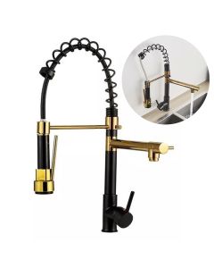 Torneira Gourmet De Cozinha Monocomando Inox 2 Saídas Preta E Dourada Brinovar