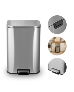 Lixeira Inox 12L C/ Pedal e Cesto Cozinha Banheiro Brinovar
