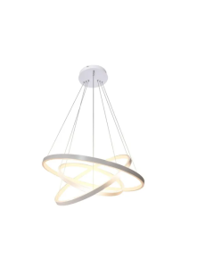 Lustre Led Moderno Pendente Anéis 89w 3 Arcos Prata Brinovar