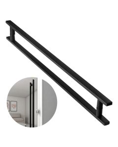 Puxador De Porta Madeira Vidro 60cm Inox 304 Preto Fosco Brinovar