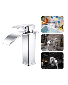 Torneira Misturador Bica Baixa de Banheiro Lavabo Inox 304 Prata Brinovar
