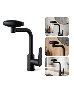 Torneira de Bancada Cozinha/Banheiro Misturador Monocomando 360° Inox 304 Preta Brinovar