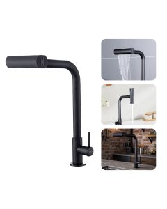 Torneira Gourmet de Cozinha Bancada Giratória 4 Jatos Inox 304 Preta Brinovar