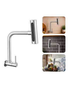 Torneira Gourmet de Cozinha Parede Giratória 360° Inox 304 Prata Brinovar 