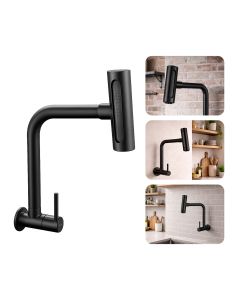Torneira Gourmet de Cozinha Parede Giratória 360° Inox 304 Preta Brinovar