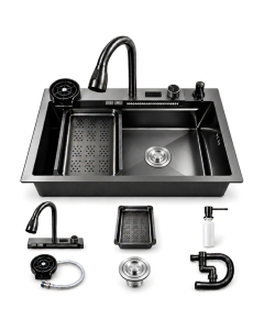 Cuba Gourmet Cascata 60x45cm Completa Premium Inox 304 Preta Brinovar