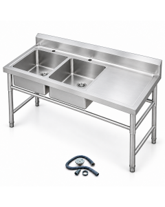 Cuba Industrial Dupla 140x60 Cozinha Restaurante Aço Inox 201 Prata Brinovar