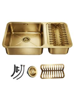 Cuba Gourmet De Cozinha 64x40 Com Escorredor Dourada Inox 304 Brinovar