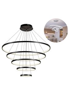 Lustre Led Pendente 5 Arcos Moderno An&eacute;is 80w Bivolt Preto Brinovar