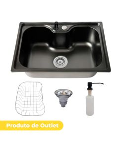 Cuba Cozinha Gourmet Aço Inox Acessorios 60x42 Preto Outlet