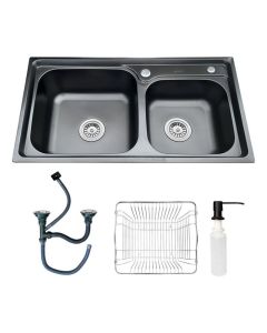 Cuba Dupla Cozinha Gourmet Inox Luxo Preta Com Acessórios Brinovar