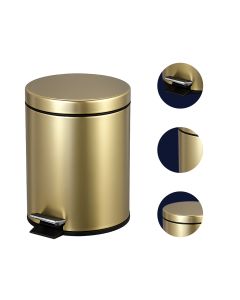 Lixeira Redonda 5L Banheiro Cozinha Cesto Removível Inox 410 Dourada Brinovar