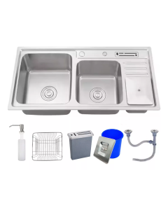 Cuba Dupla Cozinha Gourmet 92x45cm Completa Com Acessórios Aço Inox Brinovar