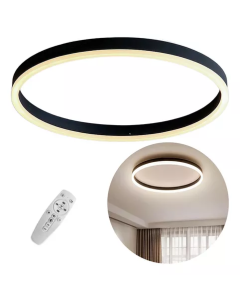 Lustre Led Moderno Preto Luminária Plafon Teto 40cm Ajustável Com Controle Brinovar
