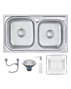 Cuba Dupla Cozinha Gourmet 68x39cm Completa Aço Inox Prata Brinovar