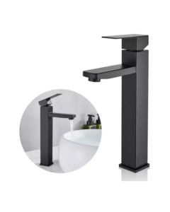 Torneira Banheiro Lavabo Monocomando Bica Alta Metal Inox Preta Brinovar