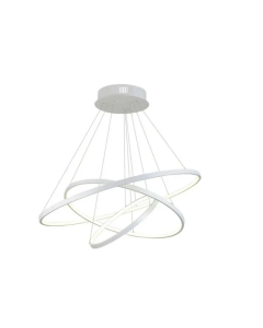 Lustre Led Moderno Pendente Anéis 89w 3 Arcos Branco Brinovar