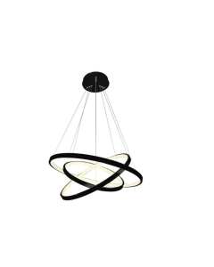 Lustre Led Moderno Pendente Anéis 89w 3 Arcos Preto Brinovar