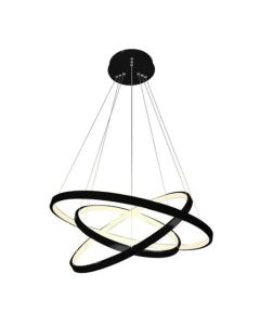 Lustre Led Moderno Pendente Anéis 89w 3 Arcos Preto Brinovar