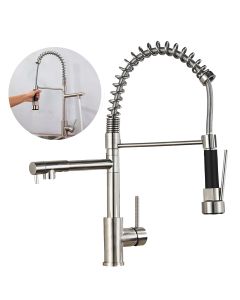 Torneira Gourmet De Cozinha Monocomando Inox 2 Saídas Prata Brinovar