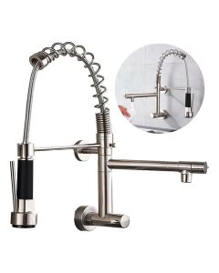 Torneira De Parede Cozinha Gourmet 2 Saídas Inox Prata Brinovar