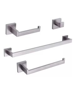 Kit Acessórios Banheiro Inox 304 Luxo 4 Peças Prata Brinovar