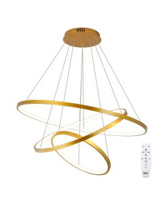 Lustre Led Moderno Pendente Anéis 89w 3 Arcos Dourado Brinovar